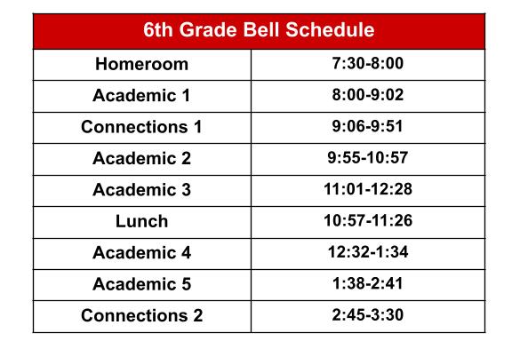 6 bell schedule